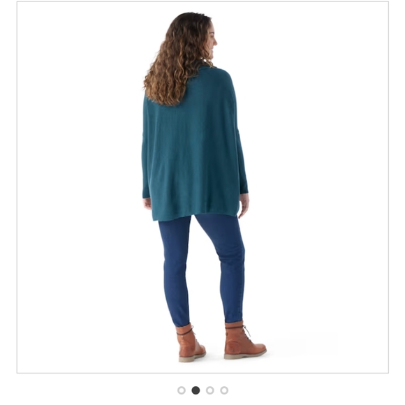 Smartwool Edgewood Merino Wool Poncho Cozy Teal Cowl Neck Sweater Dolman… - Picture 7 of 9